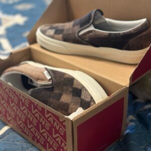 Vans Slip-On Checkerboard Brown & Dark Brown Suede